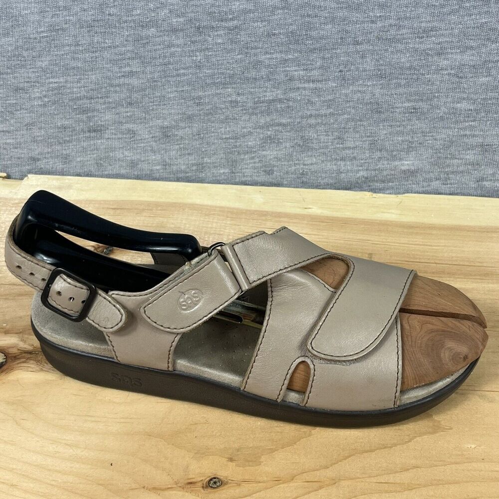 SAS HUGGY Cross Strap Sandals Leather Adjustable Comfort Truffle Tan Size 8.5